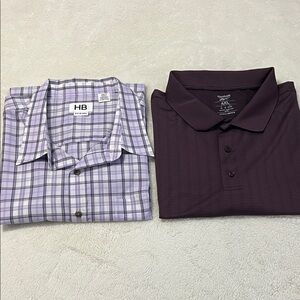 Reebok Purple and Plaid Casual Shirts